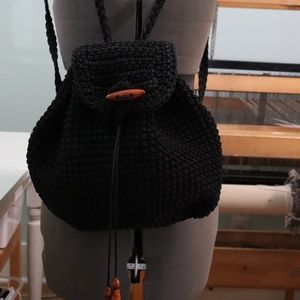 Black Crochet Backpack